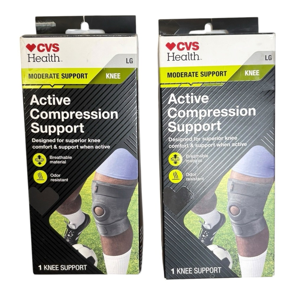 Lot of 2 CVS Moderate Support Knee Active Compression Support Size Large LG
